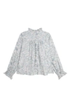 CHLOÉ CHLOÉ KIDS' MARBLE PRINT TWILL BLOUSE