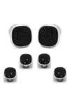 Cufflinks, Inc . Black Pave Crystal Shirt Studs & Cuff Links In Black