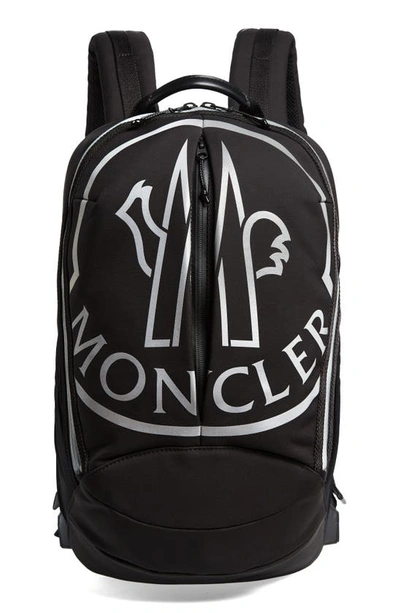 Moncler Reflective Logo Backpack In Black