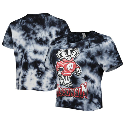 Zoozatz Black Wisconsin Badgers Cloud-dye Cropped T-shirt