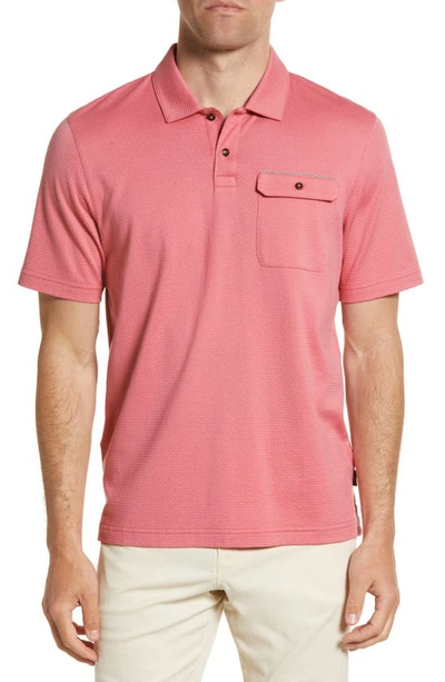 Ted Baker Chard Textured Pocket Polo In Pink