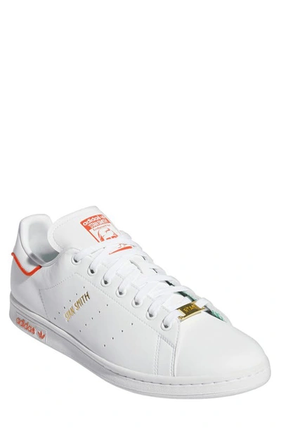 Adidas Originals Stan Smith Low Top Sneaker In White/ Orange