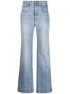 Re/done 70s Ultra High Rise Wide Leg In Sunfaded Flow In Blue