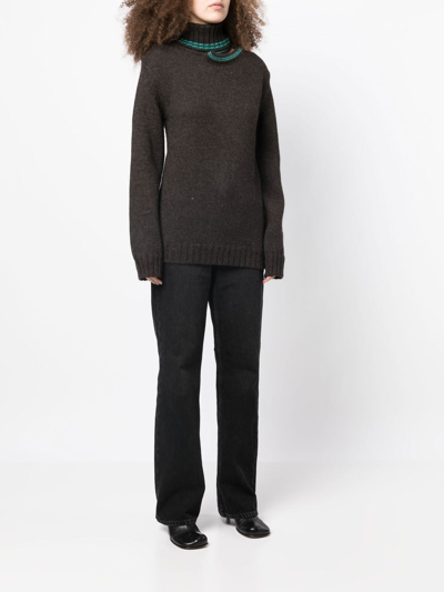 Y/project Classic Double Neck Oversized Sweater In Brown