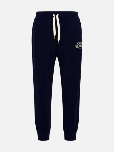 Casablanca Blue Cotton Sporty Pants In Navy