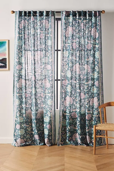 Anthropologie Darby Semi-sheer Floral Curtain