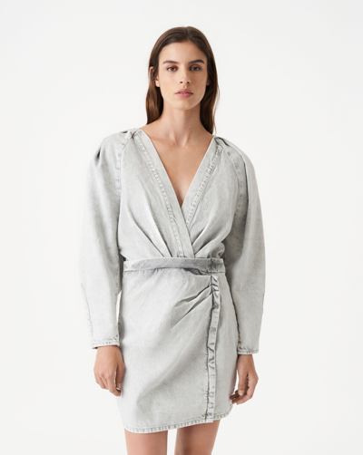 Iro Paloa V-neck Denim Dress In Bleached Grey