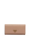Prada Large Saffiano Leather Wallet In Beige