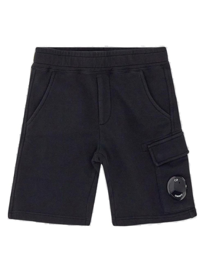 C.p. Company Kids Logo Detailed Bermuda Shorts In Black