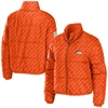 WEAR BY ERIN ANDREWS WEAR BY ERIN ANDREWS ORANGE DENVER BRONCOS PUFFER FULL-ZIP CROPPED JACKET