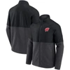 Fanatics Branded Black/heathered Charcoal Wisconsin Badgers Durable Raglan Full-zip Jacket In Black