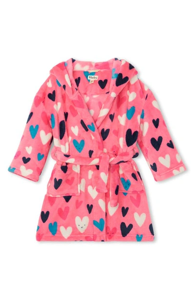 Hatley Kids' Little Girl's & Girl's Confetti Hearts Fleece Robe In Pink