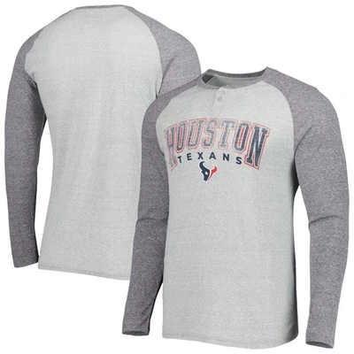 Concepts Sport Heather Gray Houston Texans Ledger Raglan Long Sleeve Henley T-shirt