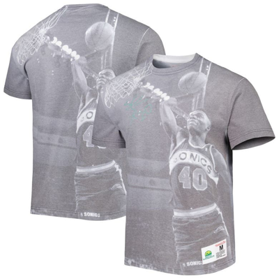 Mitchell & Ness Men's  Shawn Kemp Heather Gray Seattle Supersonics Above The Rim T-shirt