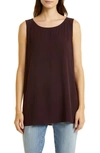 Eileen Fisher Ballet Neck Silk Tunic Top In Cassis