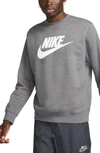 Nike Men's Sportswear Club Fleece Graphic Crewneck Sweatshirt In Grey