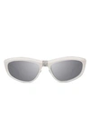 Givenchy Trifold 57mm Cat Eye Sunglasses In White/silver Mirror