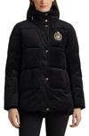 LAUREN RALPH LAUREN CREST DETAIL VELVET PUFFER COAT