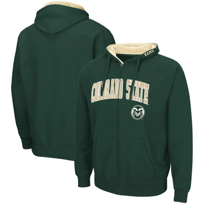 COLOSSEUM COLOSSEUM GREEN COLORADO STATE RAMS ARCH & LOGO 3.0 FULL-ZIP HOODIE