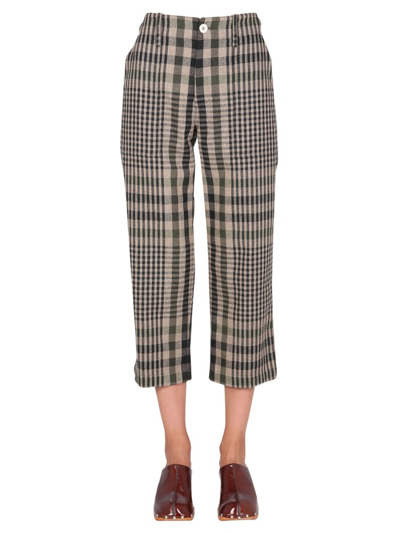 Jejia Camille Checked Cropped Pants In Multicoloured