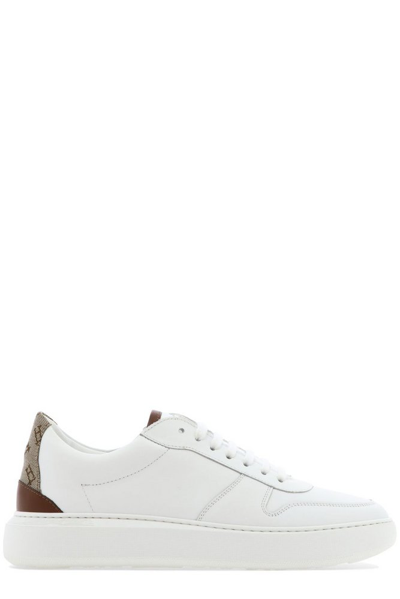 Herno Monogram-heel Low-top Sneakers In Bianco