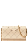 Tory Burch Fleming Soft Leather Wallet On A Chain In White