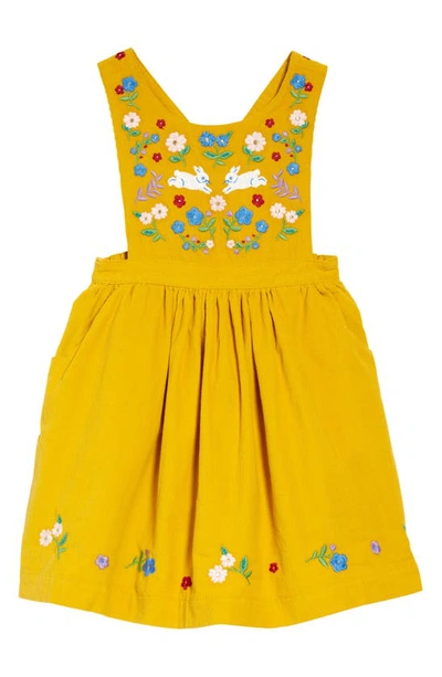 Mini Boden Kids' Embroidered Cotton Corduroy Pinafore Dress In Honeycomb  Yellow | ModeSens