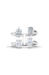 Hautecarat Fancy Four Stone Lab-created Diamond Ring In 14k White Gold