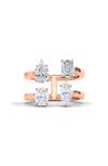 Hautecarat Fancy Four Stone Lab-created Diamond Ring In 14k Rose Gold