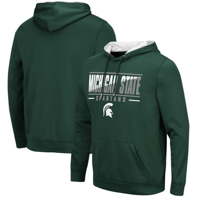 Colosseum Men's Green Michigan State Spartans Slash Stack 2.0 Pullover Hoodie