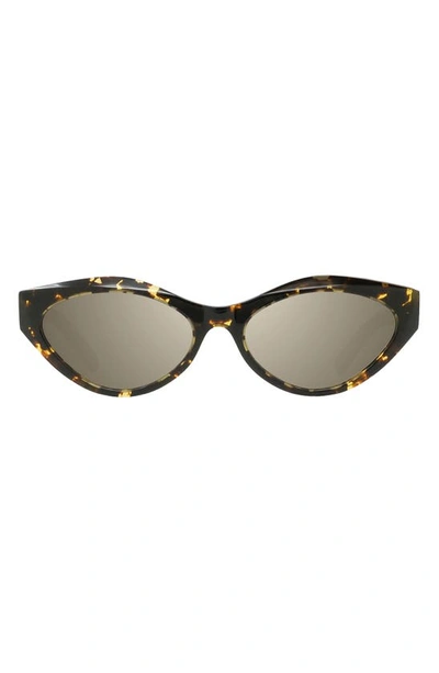 Givenchy Day 56mm Mirrored Cat Eye Sunglasses In Havana / Smoke Mirror