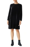 EILEEN FISHER EILEEN FISHER LONG SLEEVE VELVET SHIFT DRESS