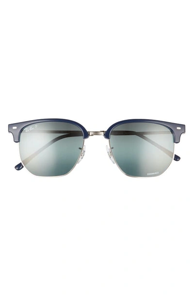 Ray Ban Clubmaster 53mm Polarized Square Sunglasses In Blue