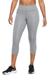 Nike Women's One Mid-rise Capri Leggings In Iron Grey/ Heather/ White