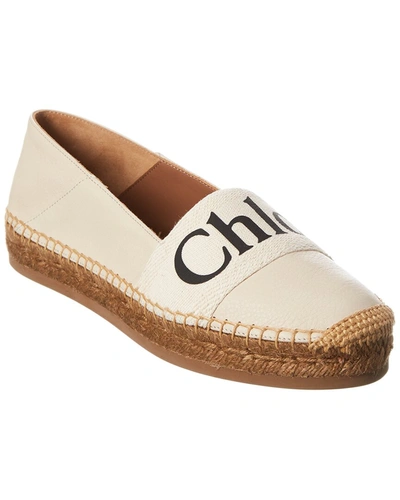 Chloé Woody Leather Espadrille In White