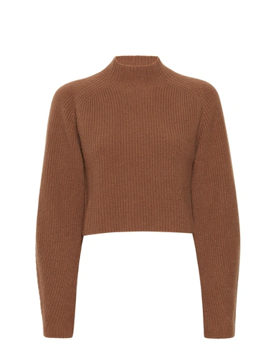 Lapointe Cashmere Silk Cropped Raglan Sweater In Camel