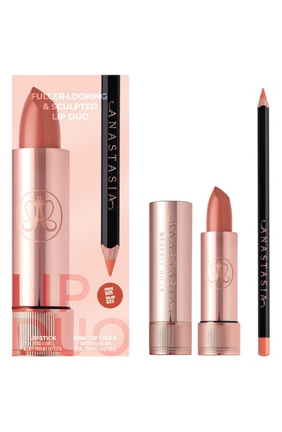 Anastasia Beverly Hills Fuller Looking & Sculpted Lip Duo Kit Peach Bud Satin Lipstick + Sun Baked Mini Lip Liner In Peach Bud Satin And Sun Baked