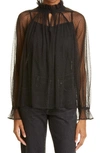Mille Chantal Trapeze Blouse In Black Tulle