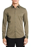 THEORY SYLVAIN ND STRUCTURE KNIT BUTTON-UP SHIRT