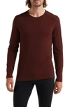 Icebreaker Oasis Long Sleeve Merino Wool Base Layer T-shirt In Espresso