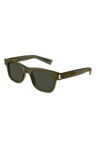 Saint Laurent New Wave 47mm Rectangular Acetate Sunglasses In Green