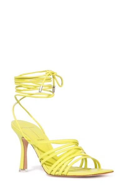 Black Suede Studio Lana Strappy Sandal In Chartreuse