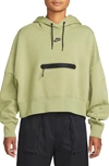 Nike Women's  Sportswear Tech Fleece Over-oversized Crop Pullover Hoodie In Green/black