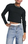 Asos Design Cutout Long Sleeve Crop Muscle T-shirt In Black