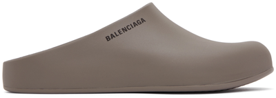 Balenciaga Gray Pool Slide Clogs In Brown