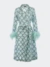 Andreeva Mint Coat № 23 With Detachable Feathers Cuffs In Blue