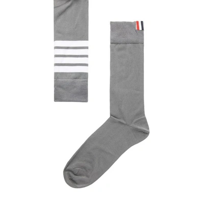 Thom Browne 4bar Socks In Med Grey