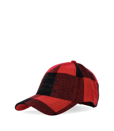 Woolrich Logo刺绣格纹棒球帽 In Red Buffalo
