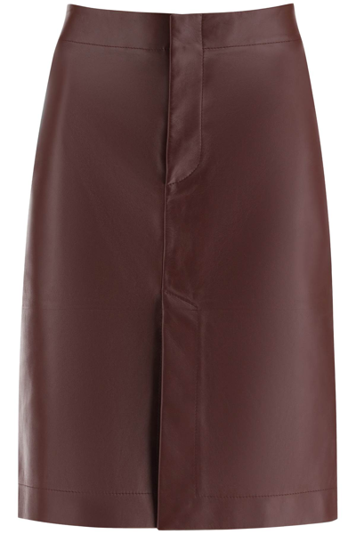 Bottega Veneta Soft Leather Skirt Zip And Button Hook Closure In Red