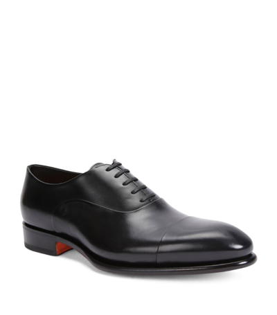 Santoni Leather Carter Oxford Shoes In Black